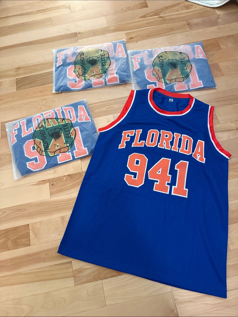 Florida Custom 941 Blue & Orange Men’s Basketball Jersey New sizes S and L